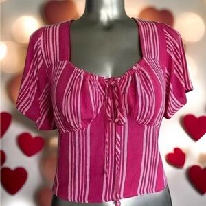 Free 🆕Stripe Gauzy Boho Crop Top